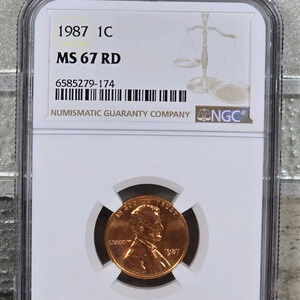 NGC Professionally Graded 1987 MS67RD United States 1C